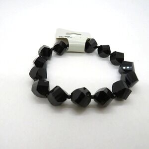 Tamina Black Faceted Chunky Bead Stretch Bracelet Womens Fashion Jewelry Costume
